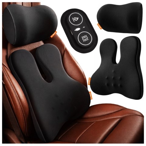 Poduszka Samochodowa 2w1 z Masażem i Podgrzewaniem - ergonomiczne wsparcie szyi, karku, pleców i odcinka lędźwiowego, elektryczn