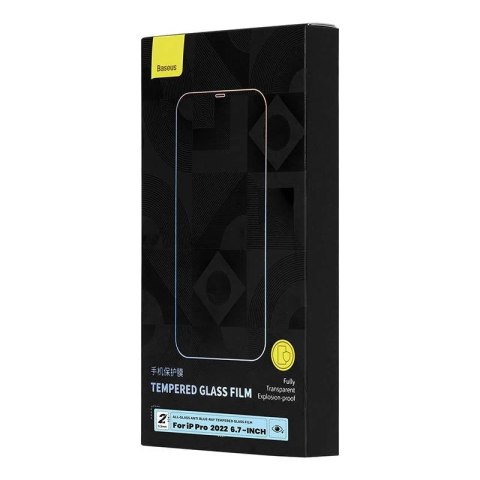 Szkło hartowane z filtrem światła niebieskiego 0.3mm Baseus do iPhone 14 Pro Max (2szt)