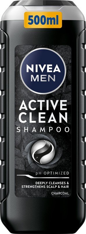 NIVEA MEN Active Clean Szampon do włosów z węglem drzewnym 500 ml