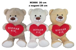 Pluszak 20 cm Miś z sercem Kocham Cię 3 kolory Walentynki SUN-DAY M3866-24