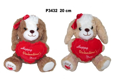 Pluszak 20 cm Pies z sercem 2 kolory Walentynki SUN-DAY P3432-24