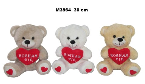 Pluszak 30 cm Miś z sercem Kocham 3 kolory Walentynki SUN-DAY M3864-24