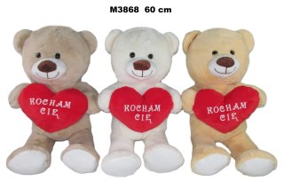 Pluszak 60 cm Miś z sercem Kocham 3 kolory Walentynki SUN-DAY M3868-24