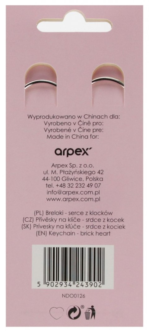 Brelok serce 3cm podwójny Walentynki ARPEX WA3902