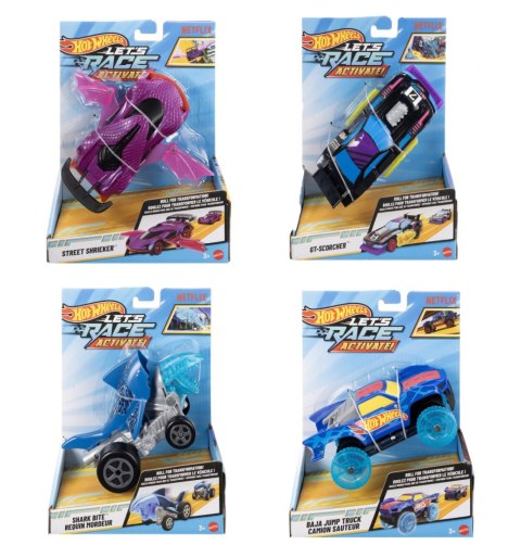 Hot Wheels Samochód z transformacją 1:32 Let s Race Na start Asortyment pojazdów z serialu Netflixa MIX JJX15 WB4