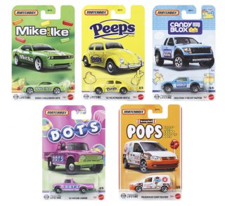 Matchbox Candy Samochodzik licencja; asortyment metalowych pojazdów w skali 1:64 z dekoracjami nawiązującymi do popularnych mare