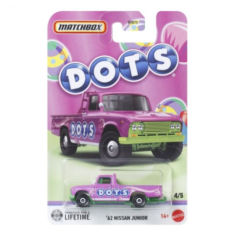 Matchbox Candy Samochodzik licencja; asortyment metalowych pojazdów w skali 1:64 z dekoracjami nawiązującymi do popularnych mare