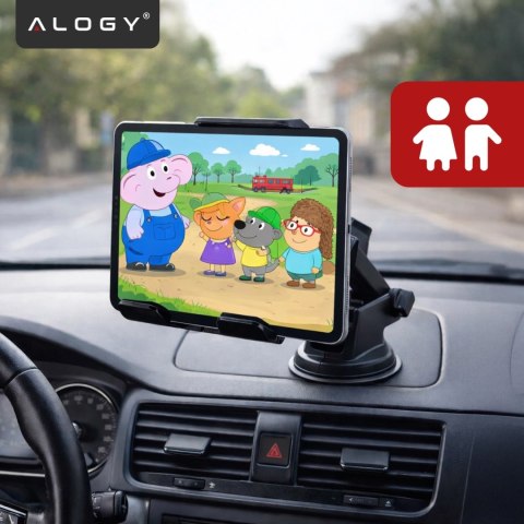 Uchwyt samochodowy na telefon tablet szybę kokpit do samochodu mocny regulowany 4.7-11 cali czarny