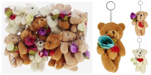 Brelok pluszowy Miś serce kwiat 9cm A 12 Walentynki TOYS