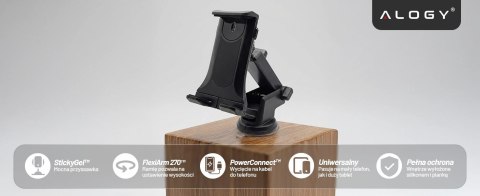 Uchwyt samochodowy na telefon tablet szybę kokpit do samochodu mocny regulowany 4.7-11 cali czarny