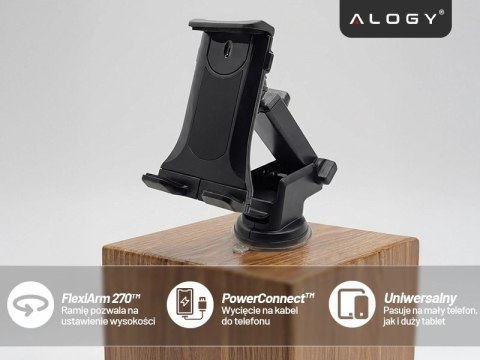 Uchwyt samochodowy na telefon tablet szybę kokpit do samochodu mocny regulowany 4.7-11 cali czarny