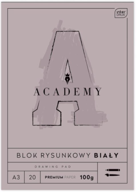 Blok rysunkowy A3 20 kartek biały ACADEMY Interdruk