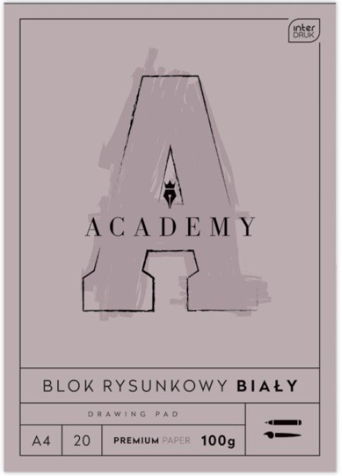 Blok rysunkowy A4 20 kartek biały ACADEMY Interdruk