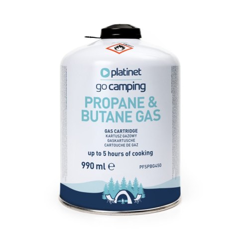 PLATINET BUTANE & PROPANE GAS CARTRIDGE CANISTER KARTUSZ NABÓJ 450g 990ml 5h [46164]