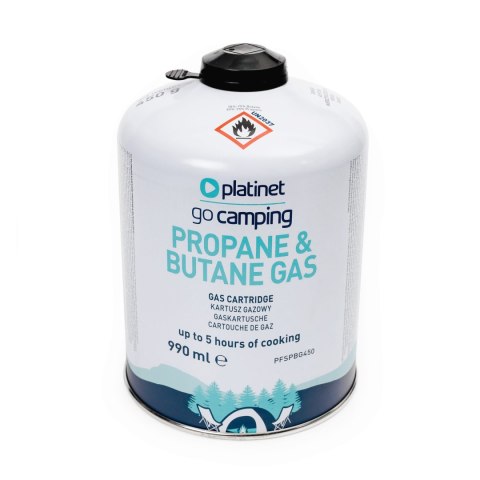 PLATINET BUTANE & PROPANE GAS CARTRIDGE CANISTER KARTUSZ NABÓJ 450g 990ml 5h [46164]