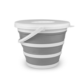 PLATINET CAMPING FOLDABLE BUCKET 10L WITH LID WIADRO SKŁADANE 10 L Z POKRYWĄ 32xH24.5(5.5)cm GREY [46306]