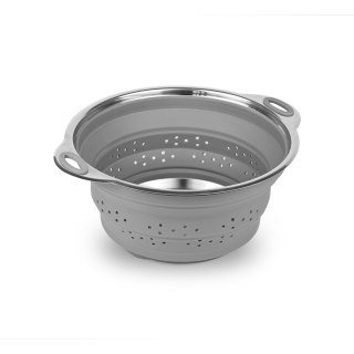 PLATINET SILICONE FOLDABLE CAMPING COLANDER DRUSZLAK SILIKONOWY SKŁADANY 24x28x12 cm GREY [46301]