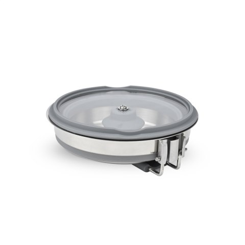 PLATINET SILICONE FOLDABLE CAMPING COOCKING SAUCEPAN POT WITH LONG HANDLE RONDELEK SILIKONOWY SKŁADANY DŁUGI UCHWYT 1 L GREY