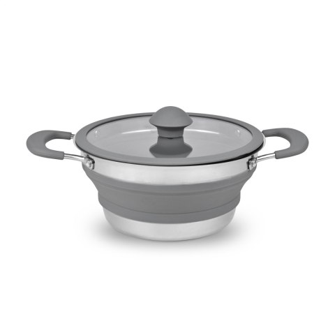PLATINET SILICONE FOLDABLE CAMPING COOKING POT GARNEK SILIKONOWY SKŁADANY KEMPINGOWY 1,5 L GREY [46297]