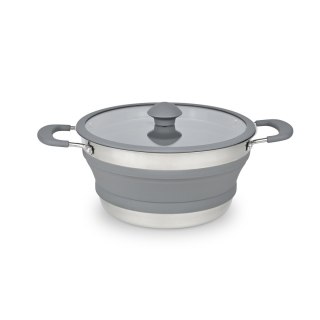 PLATINET SILICONE FOLDABLE CAMPING COOKING POT GARNEK SILIKONOWY SKŁADANY KEMPINGOWY 3 L GREY [46298]