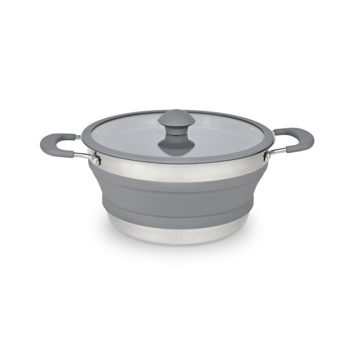 PLATINET SILICONE FOLDABLE CAMPING COOKING POT GARNEK SILIKONOWY SKŁADANY KEMPINGOWY 3 L GREY [46298]