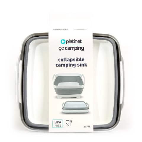 PLATINET SILICONE FOLDABLE CAMPING WASHING SINK ZLEWOZMYWAK SILIKONOWY SKŁADANY 30.5x30xH20(7)cm GREY [46303]