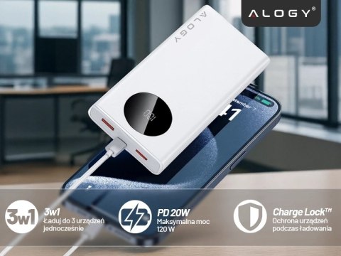 PowerBank 10000mAh z Technologią PD 120W, Szybkie Ładowanie PowerDelivery, Porty 2x USB-A i 1x USB-C, Wysoka Moc i Kompaktowy De