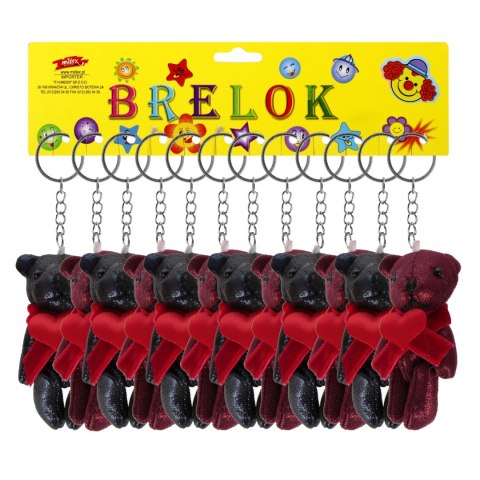 Brelok 6 cm Miś materiałowy z sercem Walentynki op.12 szt.
