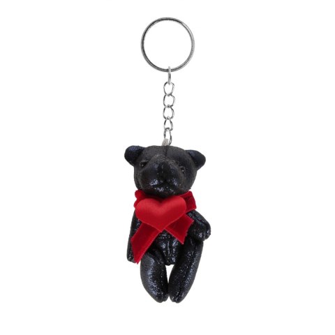 Brelok 6 cm Miś materiałowy z sercem Walentynki op.12 szt.