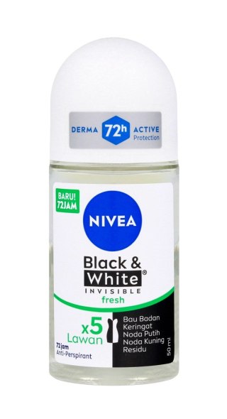 NIVEA Black & White Invisible Fresh Antyperspirant w kulce roll-on 50 ml