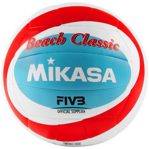 Piłka siatkowa plażowa Mikasa Beach Classic biało-czerwono-niebieska BV543C-VXB-RSB