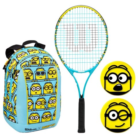 Rakieta do tenisa ziemnego Wilson Minions 2.0 Junior Kit 25 z plecakiem 3 7/8 niebiesko-żółta WR097510F Rakieta do tenisa ziemnego Wilson Minions 2.0 Junior Kit 25 z plecakiem 3 7/8 niebiesko-żółta WR097510F