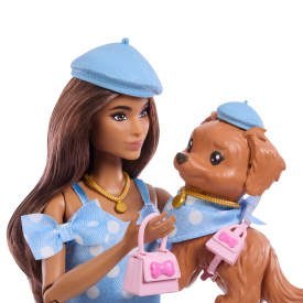 Barbie Jednakowa stylizacja Lalka i piesek Groszki JFP38 wb3