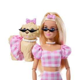 Barbie Jednakowa stylizacja Lalka i piesek Kokardki JFP36 wb3