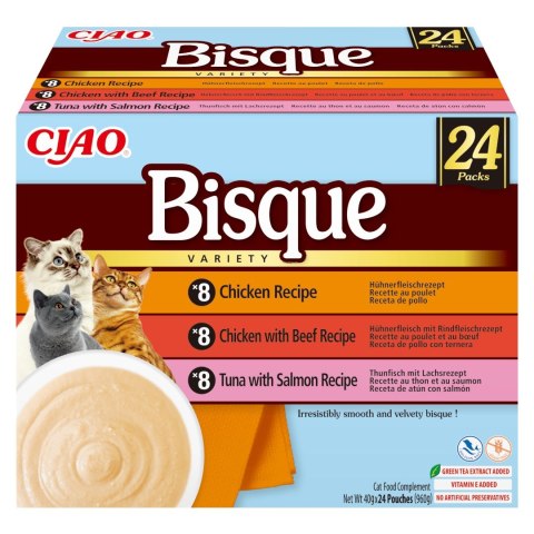 INABA CAT CIAO BISQUE CHICKEN,B EEF,FISH 24x40g