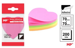 KARTECZKI SAMOPRZYLEPNE SERDUSZKA MIKS KOL 70X70MM 200SZT MP PN817-02