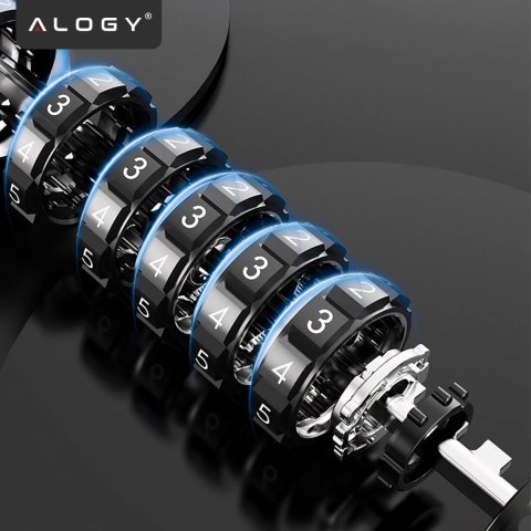 Zapięcie do roweru blokada rowerowa mocna linka 120cm zabezpieczenie rowerowe na kod szyfr kluczyk Alogy czarny