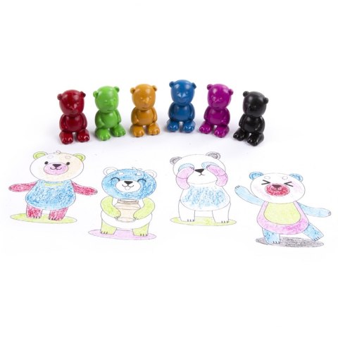 Kredki woskowe 6 kolorów Misie Kidea DERFORM KMNR6KKA