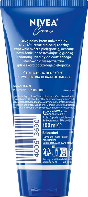 NIVEA Krem nawilżający do twarzy i ciała 100 ml