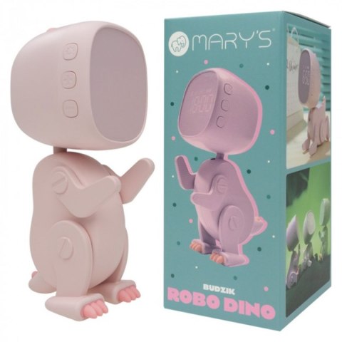 Budzik silikon USB Robo Dino różowy 9X8X17 ECO LIGHT MW61057