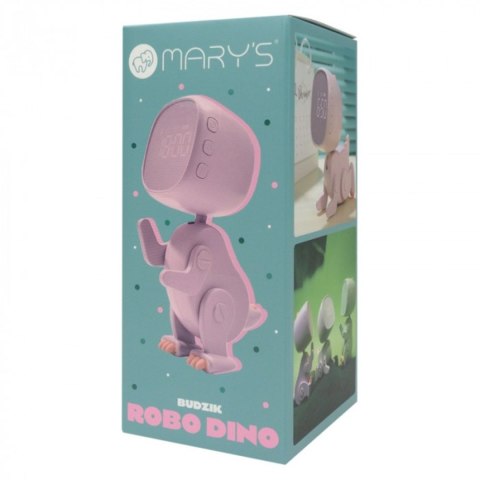 Budzik silikon USB Robo Dino różowy 9X8X17 ECO LIGHT MW61057