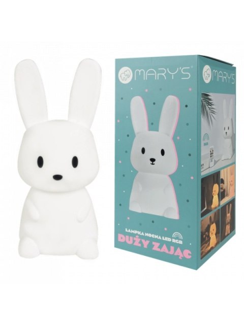 Lampka nocna silikon Led RGB USB Zając biały 14x14x30 ECO LIGHT MW20792