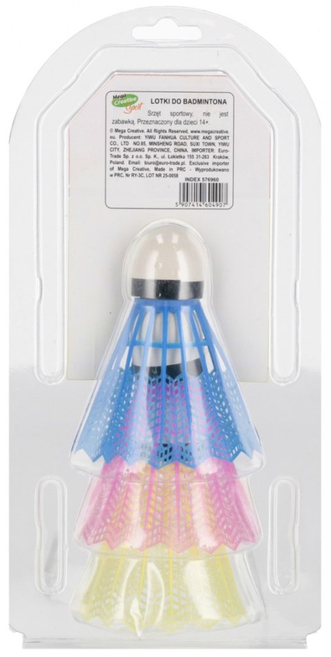 Lotki do badmintona kolor 3szt MEGA CREATIVE 576960