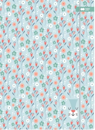 Teczka kartonowa z gumką, Floral Art, niebieska, 24x31cm, Happy Color