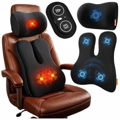 Poduszka Samochodowa 2w1 z Masażem i Podgrzewaniem - ergonomiczne wsparcie szyi, karku, pleców i odcinka lędźwiowego, elektryczn