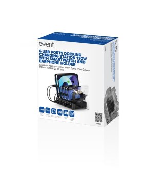 EWENT ŁADOWARKA SIECIOWA 130W 6-PORTOWA, 4X USB-C