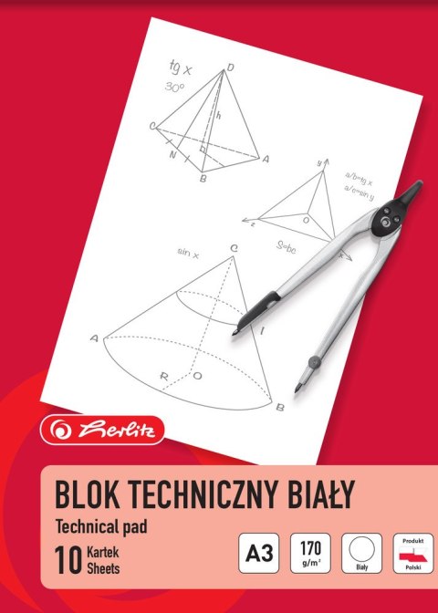 BLOK TECHNICZNY HERLITZ A3/10K BIAŁY