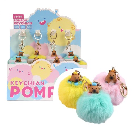BRELOK POMPON KAPIBARA 8CM MIX3