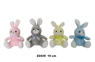 Pluszak Zając 15cm siedzący z kokardą Wielkanoc SUN-DAY Z2435-24