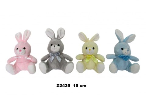Pluszak Zając 15cm siedzący z kokardą Wielkanoc SUN-DAY Z2435-24